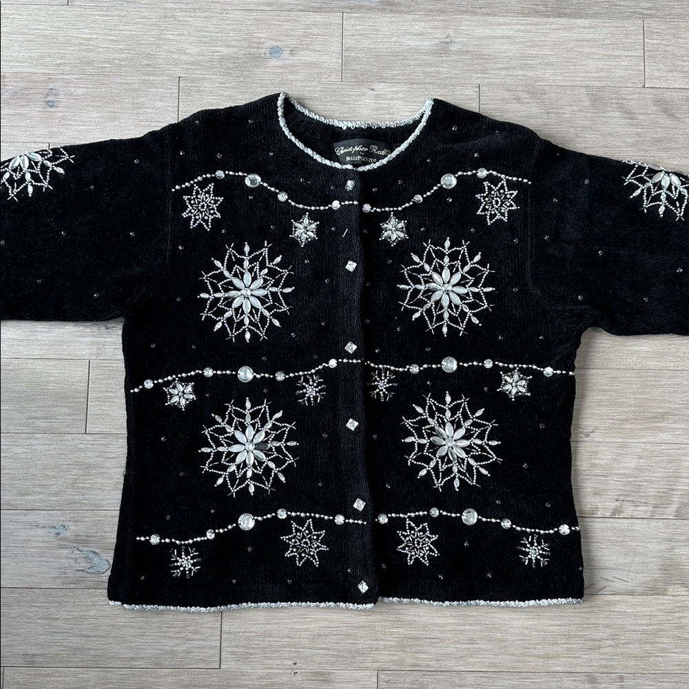 Vintage Christopher Radko Embellished‎ Jacket Ramie/Cotton Medium